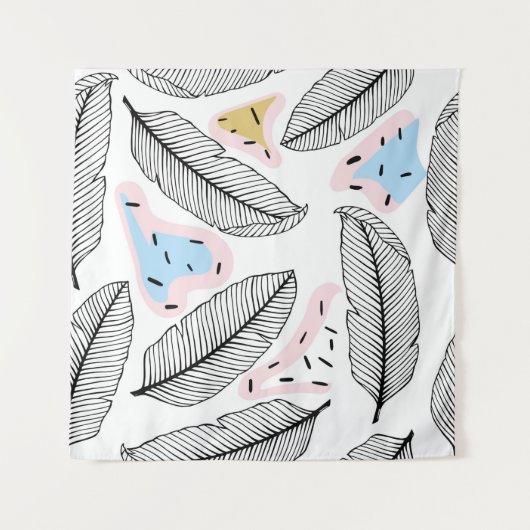 Tropische bladeren. Botanisch naadloos patroon. Vi Wandkleed (Voorkant)