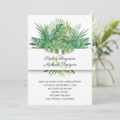 Tropische bladeren Botanische bruiloft-uitnodiging (Staand voorkant)