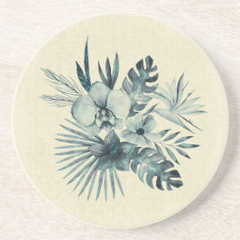 Tropische bladeren bouquet zandsteen onderzetter