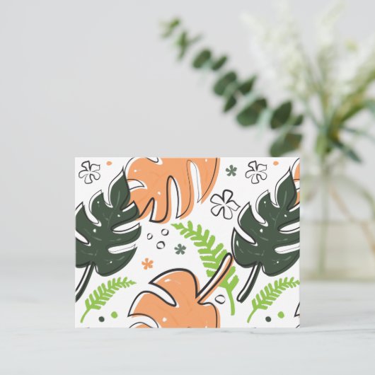 tropische bladeren briefkaart (Staand voorkant)