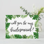 Tropische bladeren | Bruiloft | bruidsmeisje Kaart (Staand voorkant)