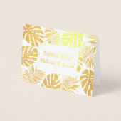 Tropische bladeren bruiloft Dank u foto goud Folie Kaarten (Voorkant)