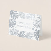 Tropische bladeren bruiloft Dank u foto zilver Folie Kaarten (Voorkant)