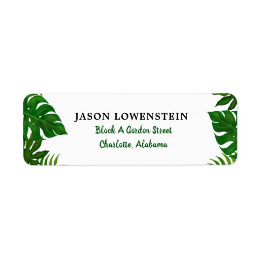 Tropische bladeren | Bruiloft Etiket (Voorkant)
