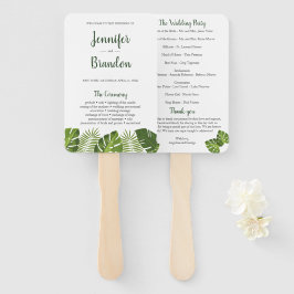 Tropische bladeren bruiloft programma fan handwaaier