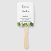 Tropische bladeren bruiloft programma fan handwaaier (Voorkant)