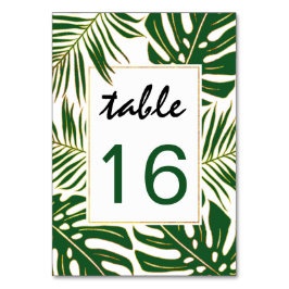 Tropische bladeren bruiloft tafel nummer kaart