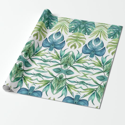 Tropische bladeren cadeaupapier (Uitgerold)