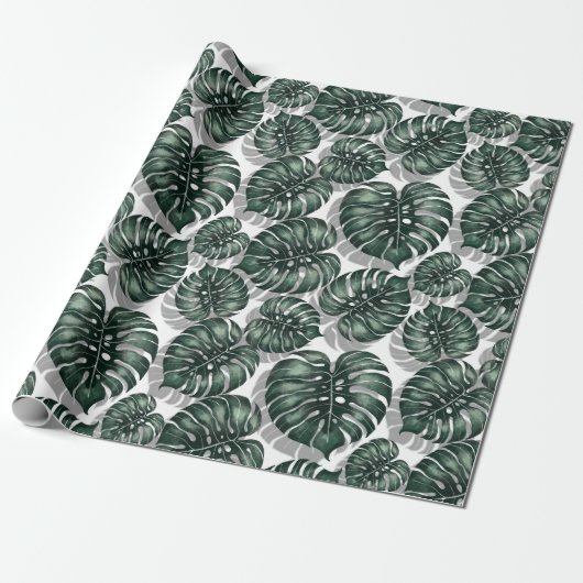 Tropische bladeren cadeaupapier (Uitgerold)