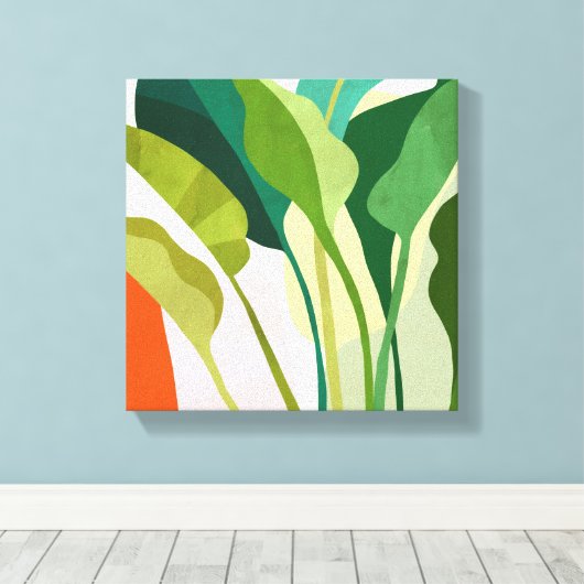 Tropische bladeren canvas afdruk (Insitu (Houten vloer))