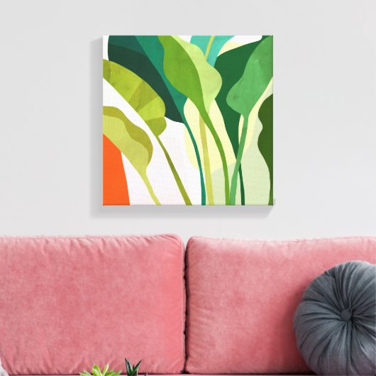 Tropische bladeren canvas afdruk (Insitu (Woonkamer))