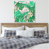 Tropische bladeren canvas afdruk (Insitu (Slaapkamer))