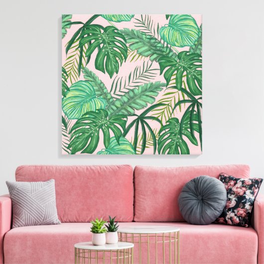 Tropische bladeren canvas afdruk (Insitu (Woonkamer))