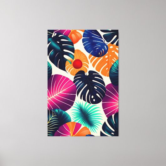 Tropische bladeren canvas afdruk (Voorkant)