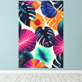Tropische bladeren canvas afdruk (Insitu (Houten vloer))
