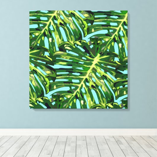 Tropische bladeren Canvas Print (Insitu (Houten vloer))