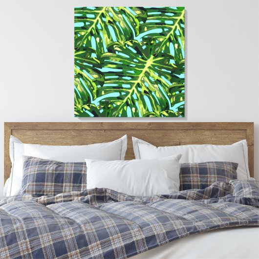 Tropische bladeren Canvas Print (Insitu (Slaapkamer))