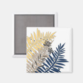 Tropische bladeren cartoon abstract in beige kleur magneet (Voorkant / Achterkant)