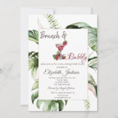 Tropische bladeren Cocktail Brunch & Bubble Kaart (Voorkant)