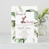 Tropische bladeren Cocktail Brunch & Bubble Kaart (Staand voorkant)