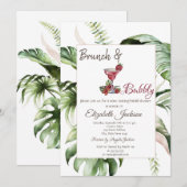 Tropische bladeren Cocktail Brunch & Bubble Kaart (Voorkant / Achterkant)