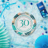 Tropische bladeren collage 30e verjaardag viering papieren bordje (Feest)