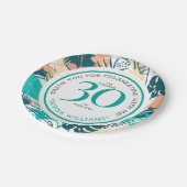 Tropische bladeren collage 30e verjaardag viering papieren bordje (Gekanteld)