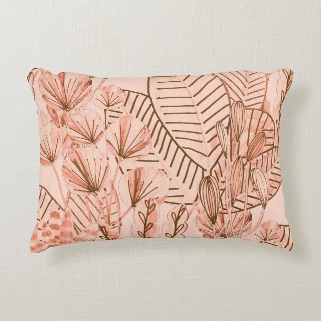 Tropische bladeren: creatief met de hand getekend  accent kussen (Voorkant)