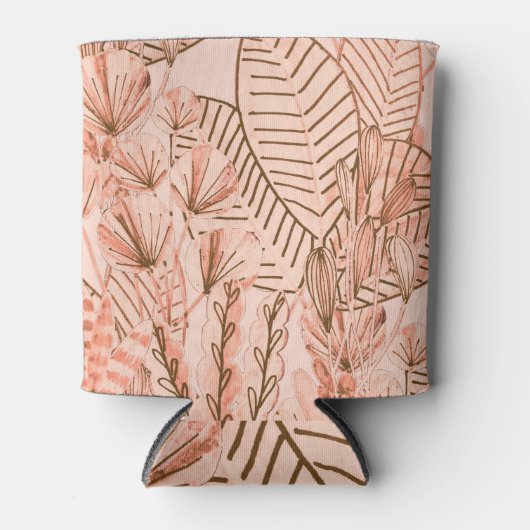 Tropische bladeren: creatief met de hand getekend  blikjeskoeler (Voorkant)