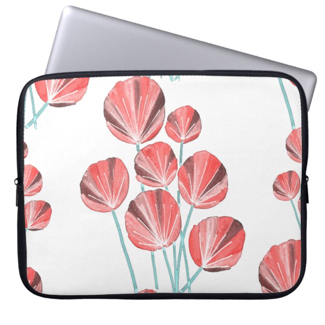 Tropische bladeren: creatief met de hand getekend  laptop sleeve (Voorkant)