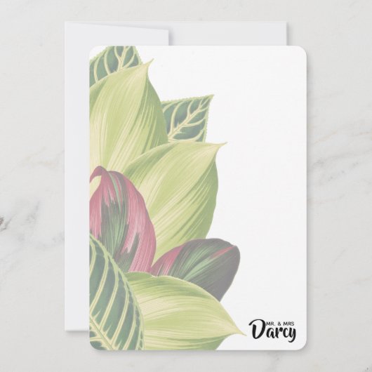 Tropische bladeren Dank u kaart (Achterkant)