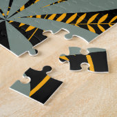 Tropische bladeren: donkere print. legpuzzel (Zijkant)
