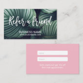Tropische bladeren Elegant Script Salon Spa Referr Aanbevelingskaartje (Voorkant / Achterkant)