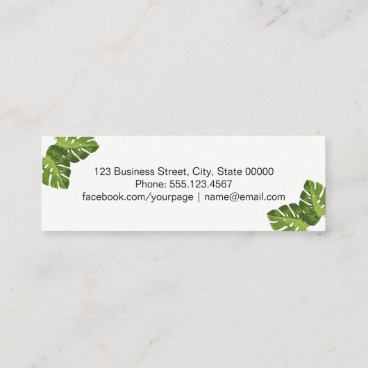 Tropische bladeren elegant visitekaartje (Achterkant)