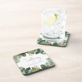 Tropische bladeren elegante bruiloft bier onderzetter (Rechterzijde)