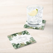 Tropische bladeren elegante bruiloft kartonnen onderzetters (Insitu)