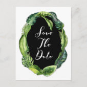 Tropische Bladeren Elegante Trouwkaart Save the Da Aankondigingskaart (Voorkant)