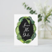 Tropische Bladeren Elegante Trouwkaart Save the Da Aankondigingskaart (Staand voorkant)