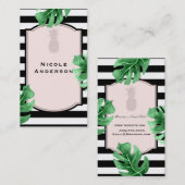 Tropische bladeren en ananas elegant gematigd gest visitekaartje (Voorkant / Achterkant)