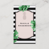 Tropische bladeren en ananas elegant gematigd gest visitekaartje (Voorkant)
