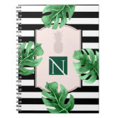 Tropische bladeren en ananas Elegant grafisch mono Notitieboek (Voorkant)