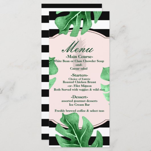 Tropische bladeren en ananas Elegant Wedding Menu (Voorkant / Achterkant)