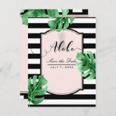 Tropische bladeren en ananas legant sparen de datu aankondigingskaart (Voorkant / Achterkant)