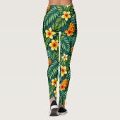Tropische bladeren en ananaspatroon leggings (Achterkant)