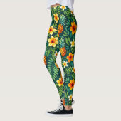 Tropische bladeren en ananaspatroon leggings (Links)
