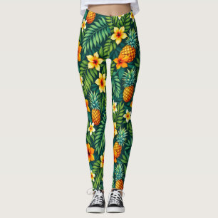 Tropische bladeren en ananaspatroon leggings