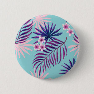 Tropische bladeren en bloemen 2 ronde button 5,7 cm