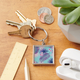 Tropische bladeren en bloemen 2 sleutelhanger