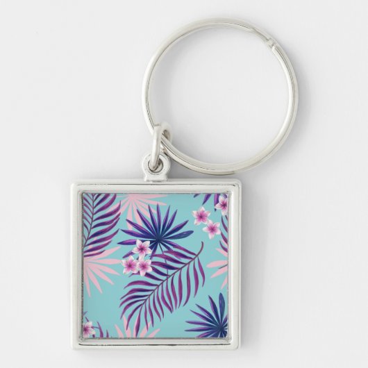 Tropische bladeren en bloemen 2 sleutelhanger (Voorkant)