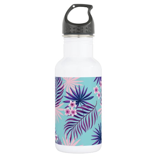 Tropische bladeren en bloemen 2 waterfles (Voorkant)